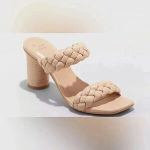 NEW Women's Size 7 Cream Basil Mule Heels - A New Day